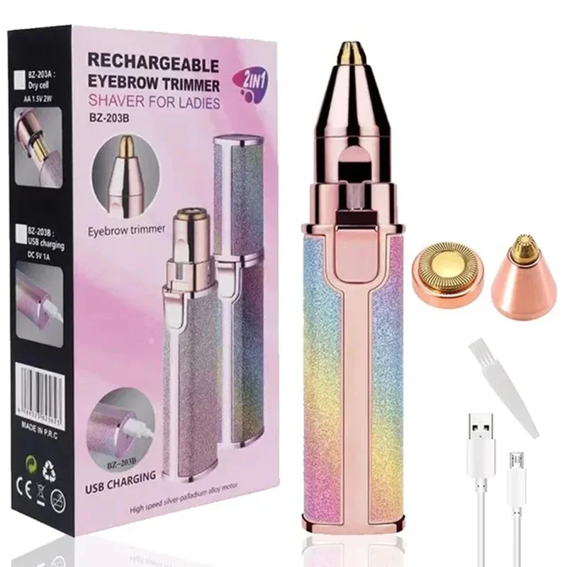 Portable 2 IN 1 Electric Epilator Eyebrow Trimmer Womens